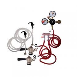 Draft Beer Party Keg Kit - 2 Faucet - Dual Gauge Regulator