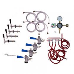 Draft Beer Refrigerator Commercial Keg Kit - 4 Faucet - Taprite Regulator